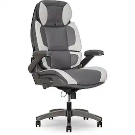 Sharper Image - S-950 Heated Ergonomic Faux Leather Swivel Executive Massage Chair - Gray