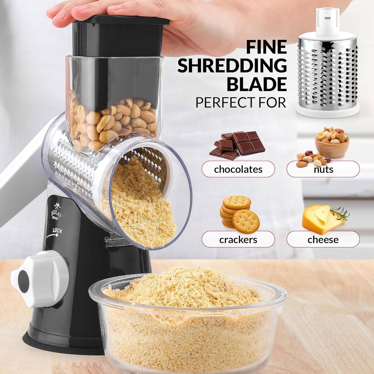 FINE SHREDDING BLADE  
PERFECT FOR  
chocolates  
nuts  
crackers  
cheese