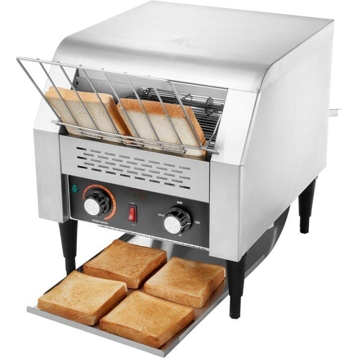 Mirfee - Commercial Conveyor Toaster, 300 Slices/Hour, Stainless Steel for Restaurant Use - Silver