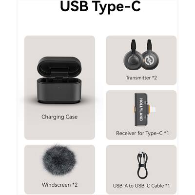 HollyView Hollyland Lark M2S Wireless Microphone with USB C Plug HollyView Hollyland Lark M2S Wireless Microphone with USB C Plug
