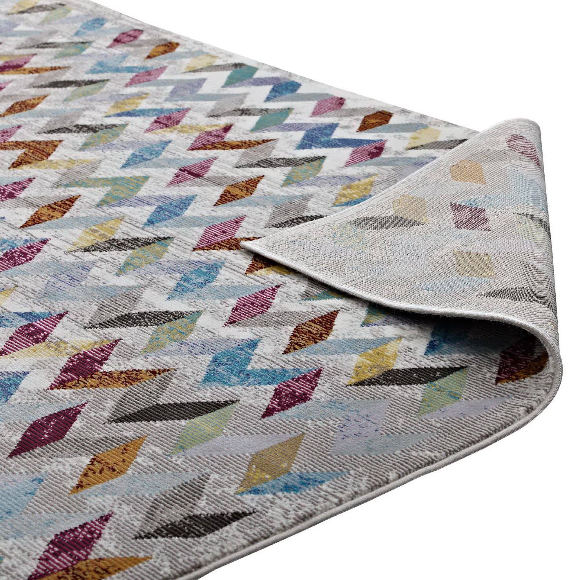 Alt View 3. Modway - Gemma Chevron Mosaic Area Rug - Multicolored.
