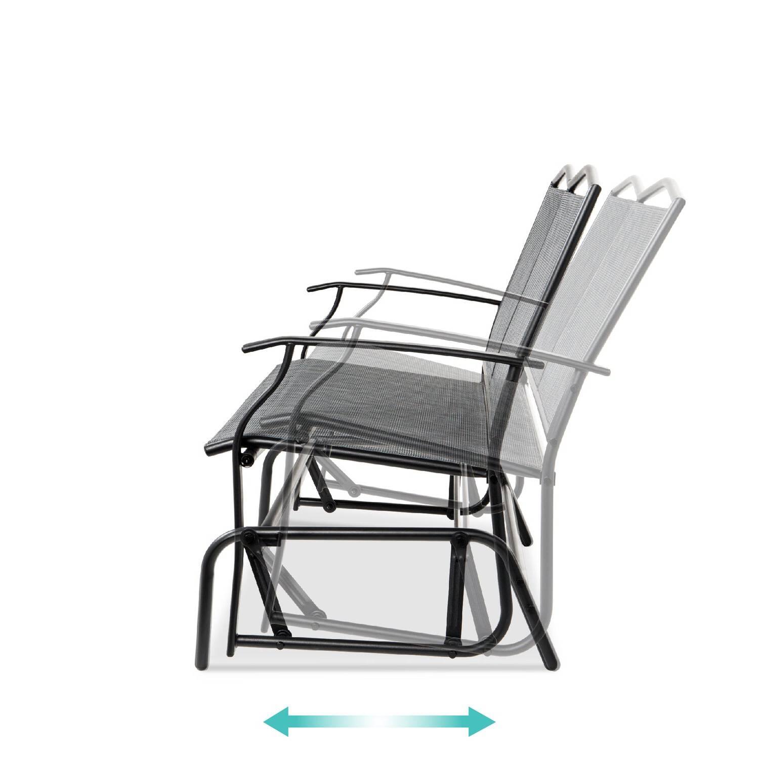 Angle. Hivvago - 2 Seater Mesh Patio Loveseat Swing Glider Rocker with Armrests in Grey - Gray.