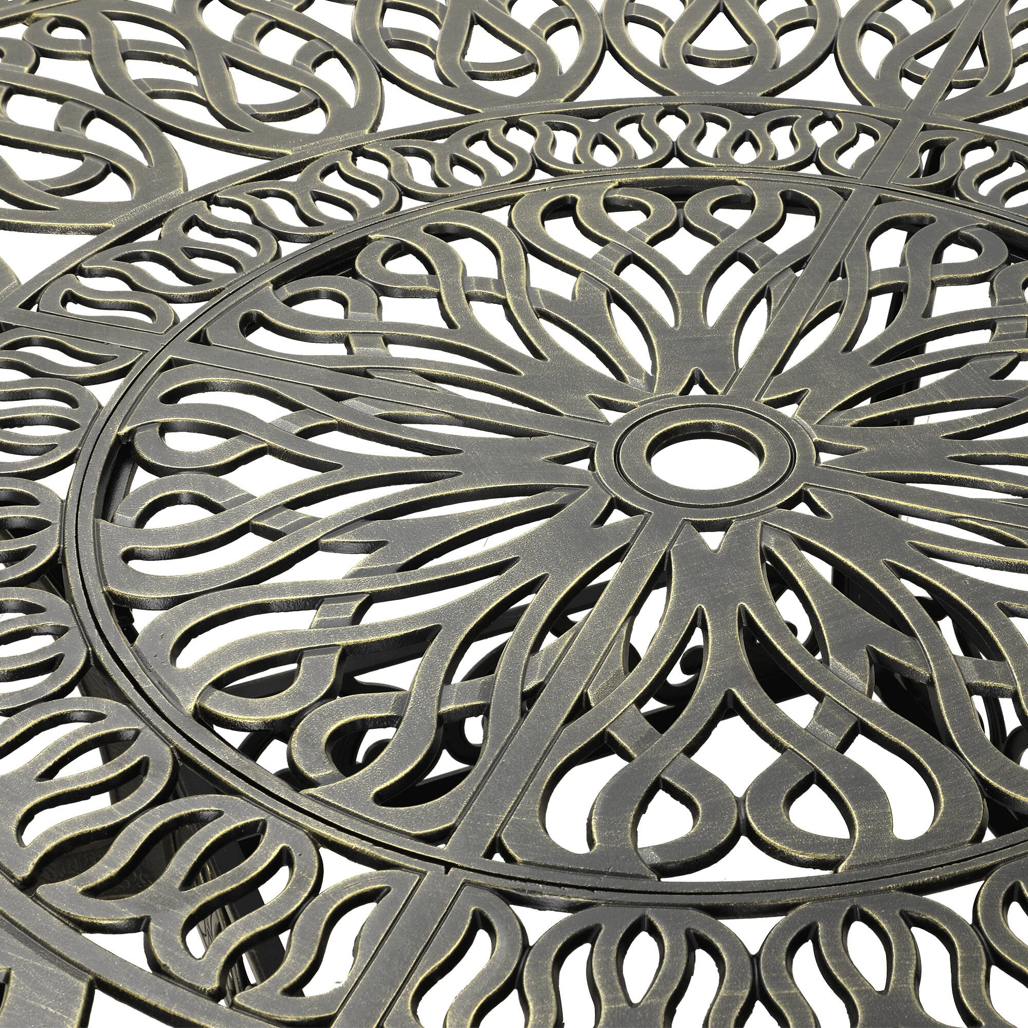 Alt View 1. Mondawe - 59" Cast Aluminum Round Dining Table with Umbrella Hole - Bronze.