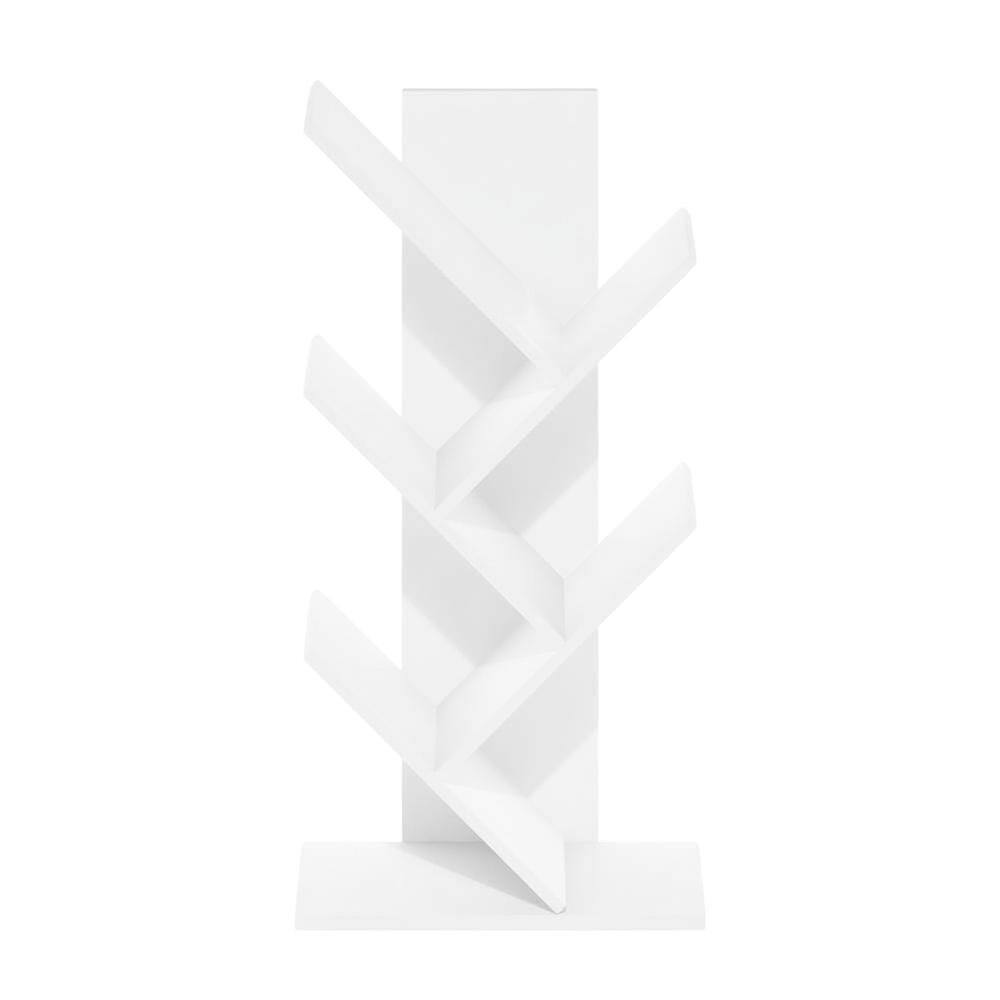 Back. FurniFact - Engineered Wood White Bookcase with Compact Design for Home Storage - White.