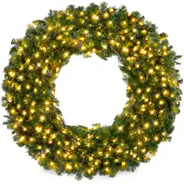 Best Choice Products - 36in Artificial Pre-Lit Fir Christmas Wreath Decoration w/ 150 LED Lights, 300 Tips, Power Plug-In - White Lights