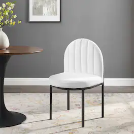 Isla Channel Tufted Upholstered Fabric Dining Side Chair by Modway - Black White