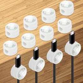 Unique Bargains - 12pcs Magnetic Spring Desk Cable Management Clips Adhesive Cord Holder Keeper for Office Desktop Wall Car - White