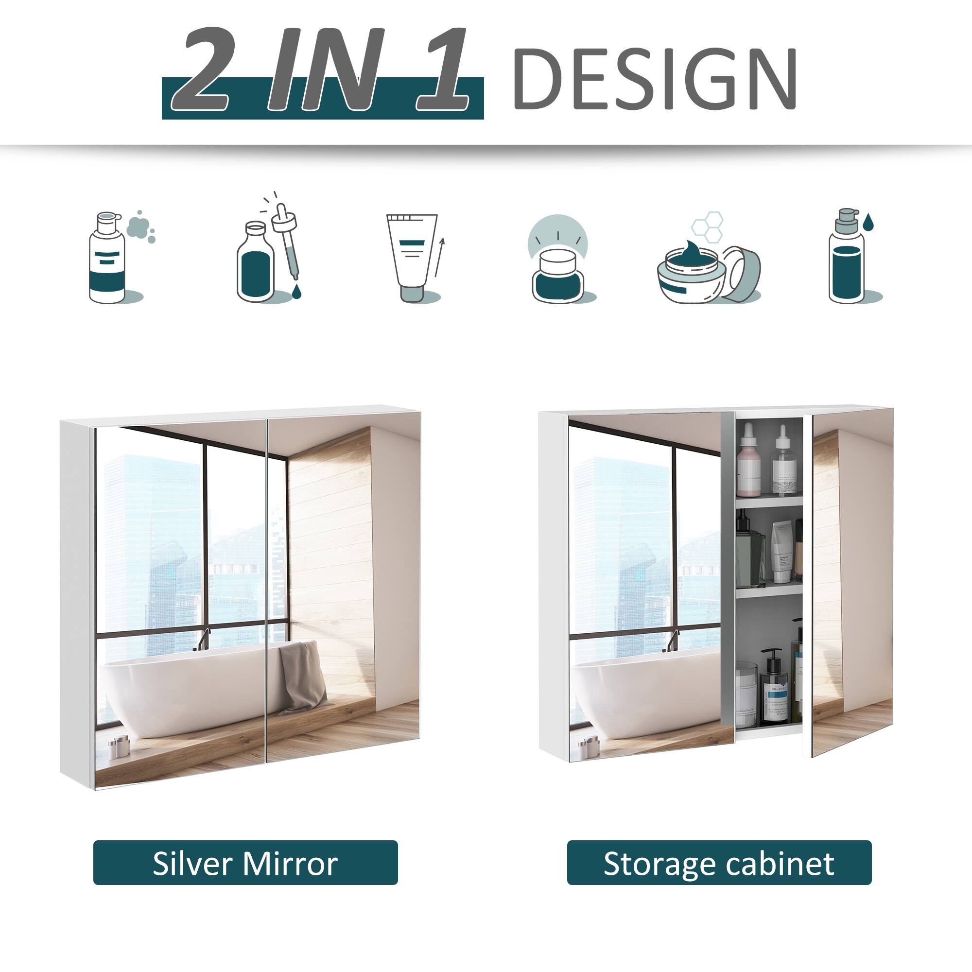 2 IN 1 DESIGN
Silver Mirror
Storage cabinet