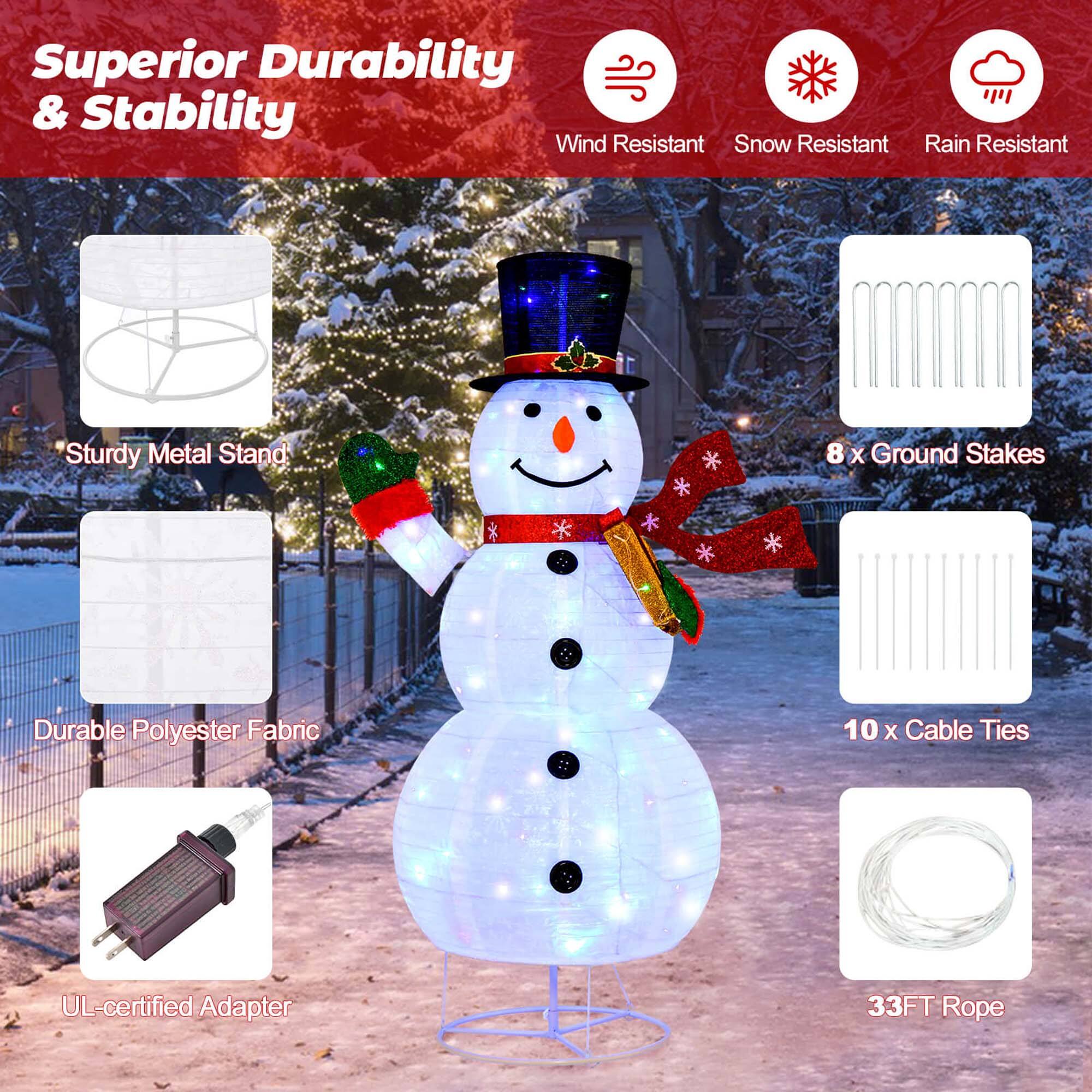 Superior Durability & Stability: Wind Resistant, Snow Resistant, Rain Resistant, Sturdy Metal Stand, 8 X Ground Stakes, Durable Polyester Fabric, 10 X Cable Ties, UL-certified Adapter, 33FT Rope.