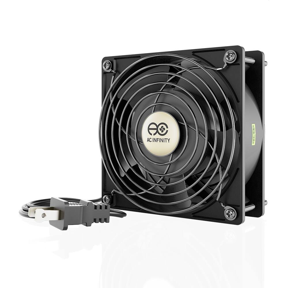 Front. AC Infinity - AXIAL LS1238, 120V AC Muffin Low Speed Cooling Fan, 120mm x 120mm x 38mm - Black.