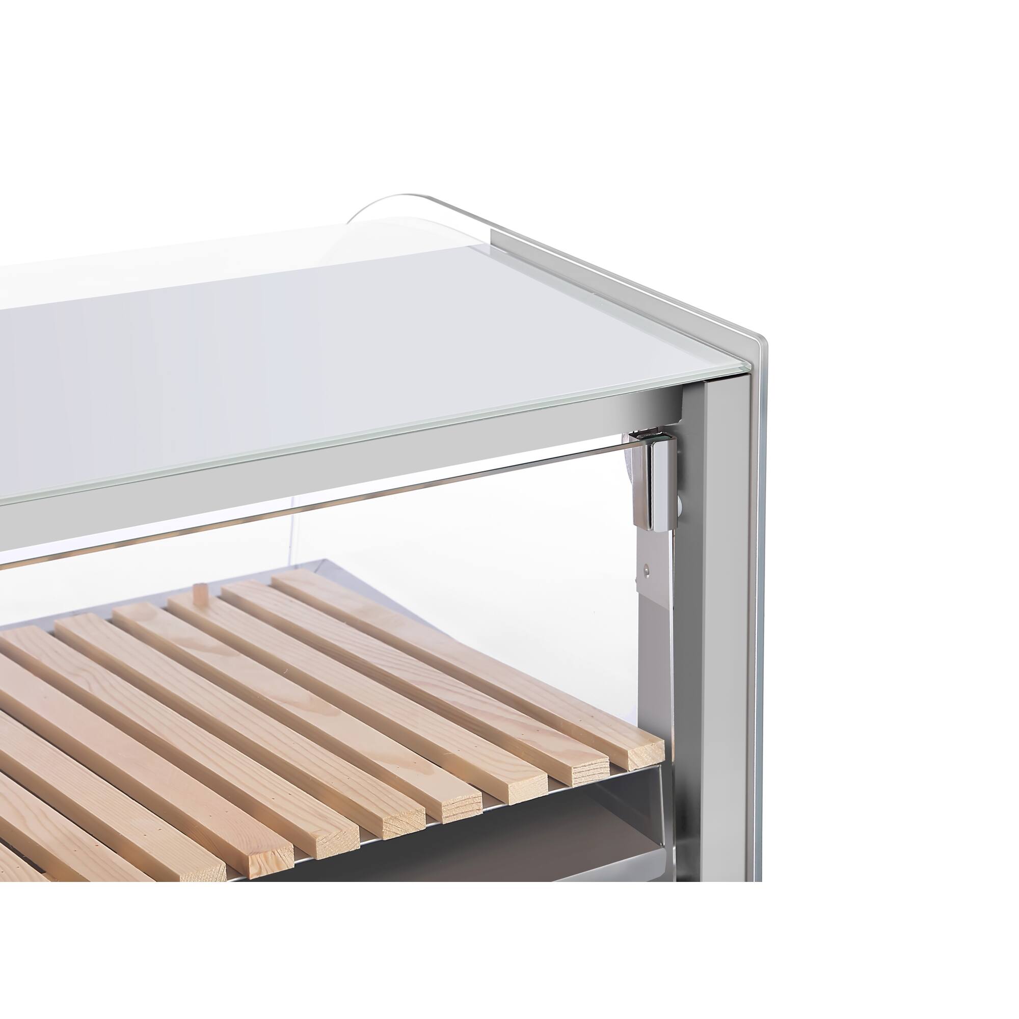 Alt View 7. Koolmore - 40 in. Glass Countertop Dry Bakery Display Case with Two Shelves and Bamboo Trays, 5.3 cu. ft. (DC-53C-B) - Silver.