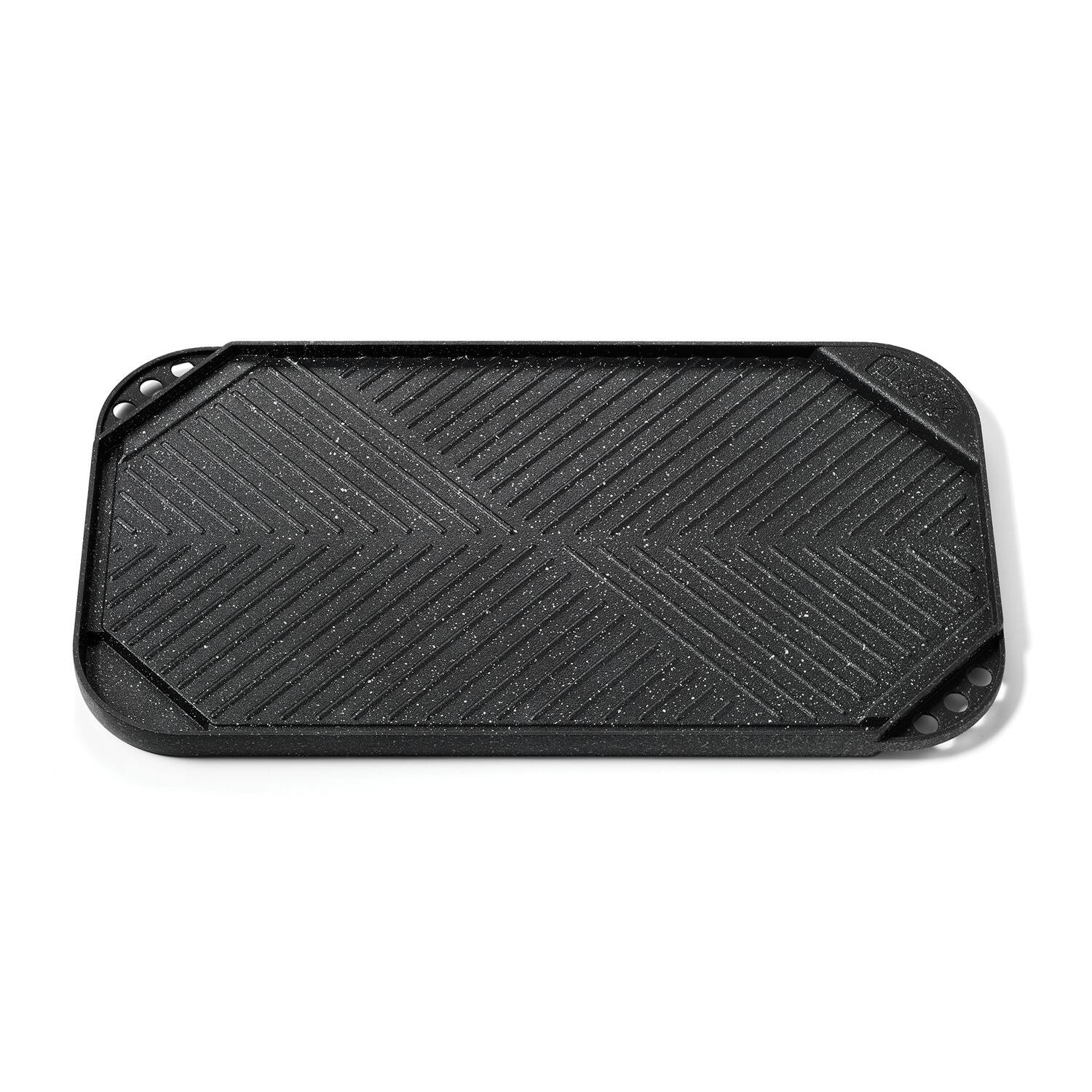 Angle. THE ROCK by Starfrit - The Rock By Starfrit 034614-004-0000 10.6-inch X 19.5-inch Reversible Grill/griddle - black.