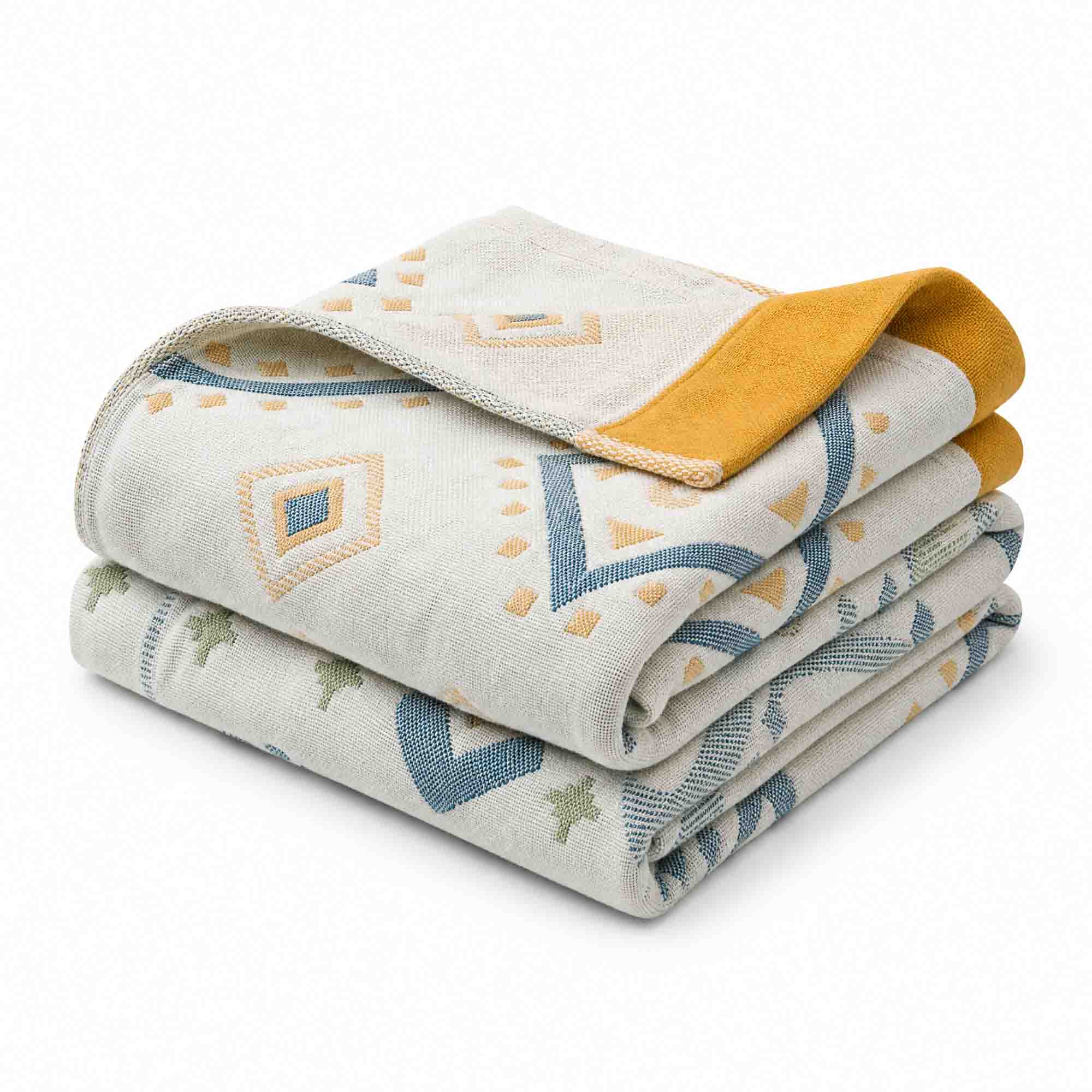 Front. Peace Nest - Peace Nest 100% Cotton Boho Throw Blanket Rustic Home Decor Boho Design, Diamond Flower, 60x80 inches - Diamond Flower.