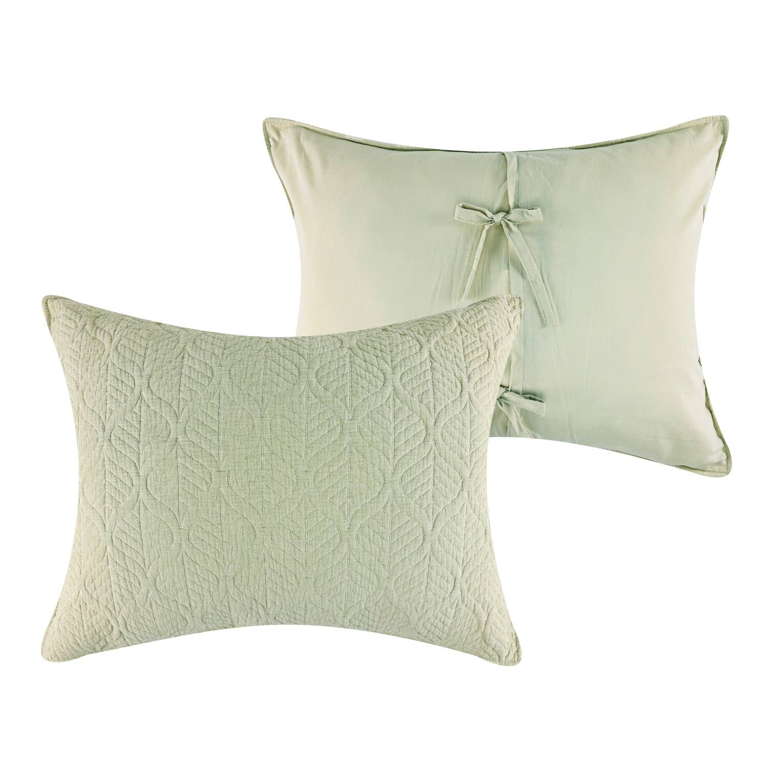 Angle. Greenland Home Fashions - Greenland Home Fashions Harper Pillow 100% Polyester Sham King 20x36 Sage - Sage.