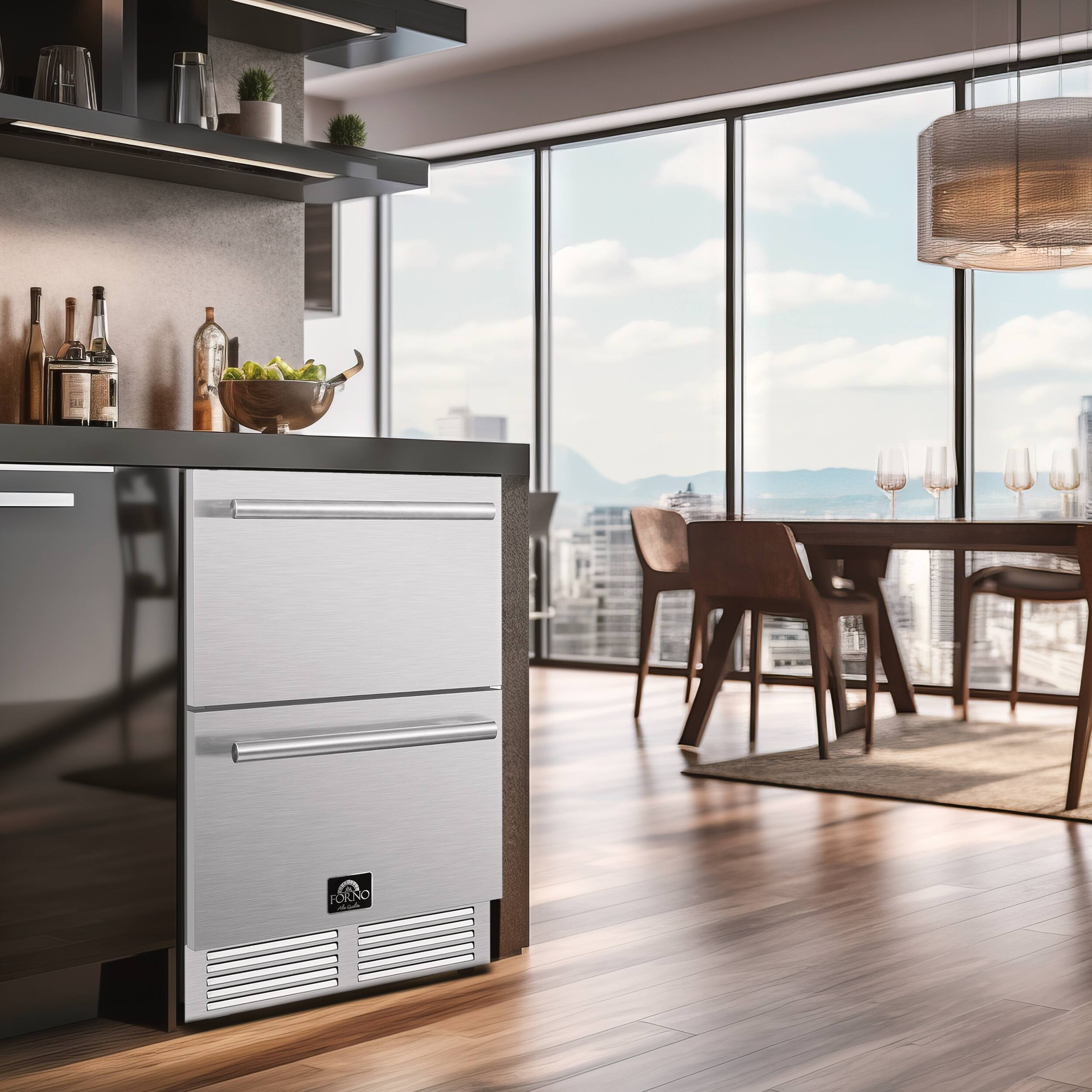 Alt View 10. Forno Appliances - Cosenza 24" Built-In Indoor/Outdoor Drawer Freezer with Ice Maker - Stainless steel.