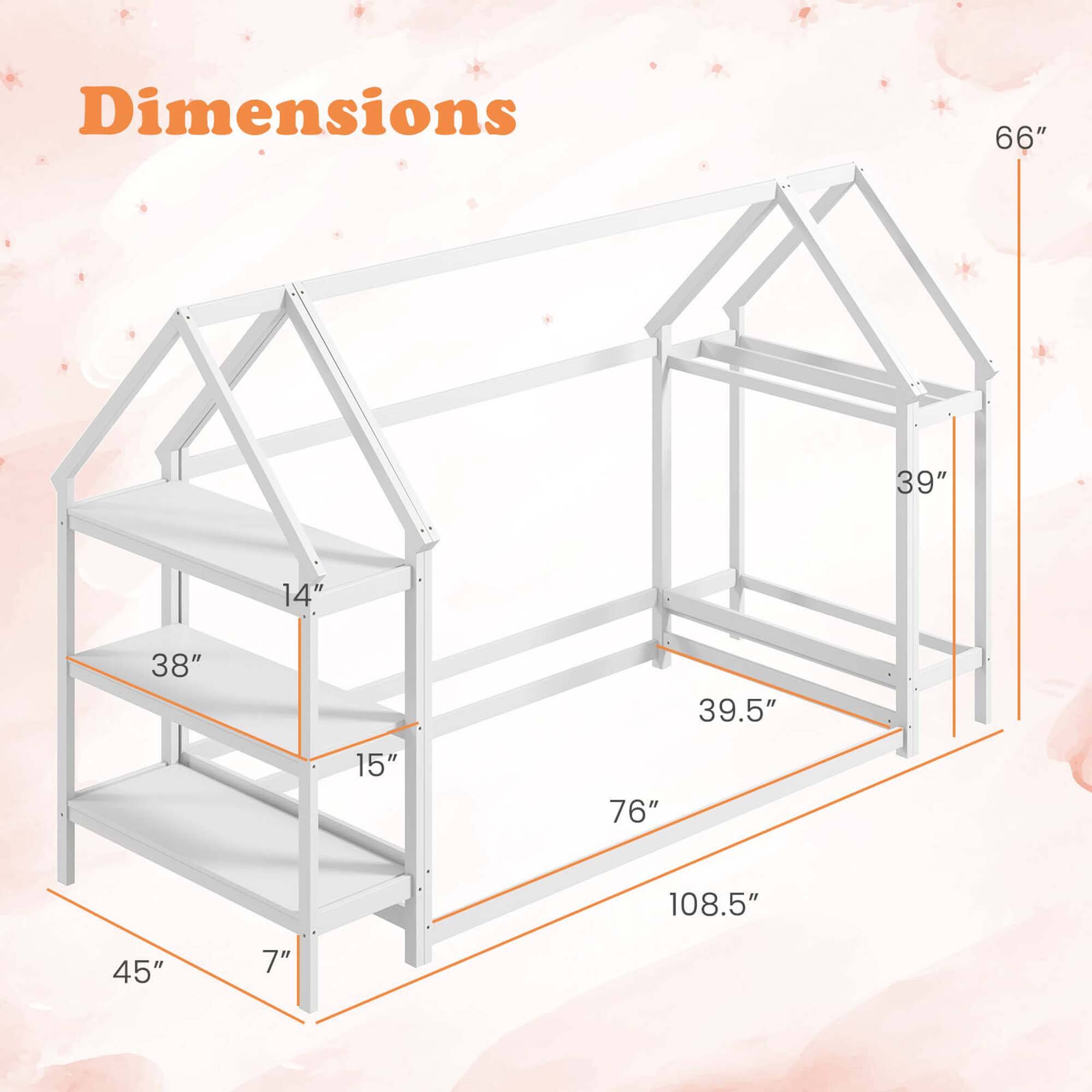 Dimensions: 66" x 39" x 14" x 38" x 39.5" x 15" x 76" x 108.5" x 45" x 7"