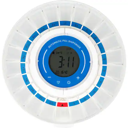 15 16 17 18 14 11 12 10 13 6 PILL AUTOMATIC DISPENSER OF A 3:11 Next IC-Un Alarm 0 - + 8 7 6 5 4 19 20 21 1X C 1 2 3