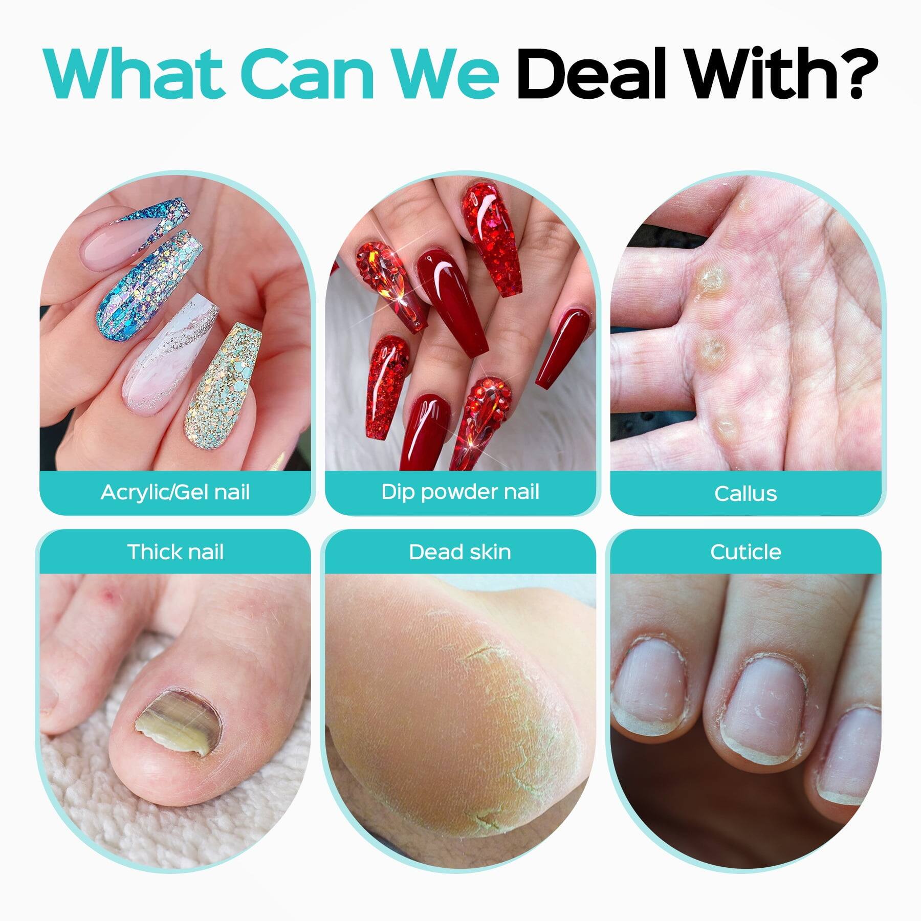 What Can We Deal With?  
- Acrylic/Gel nail  
- Dip powder nail  
- Callus  
- Thick nail  
- Dead skin  
- Cuticle
