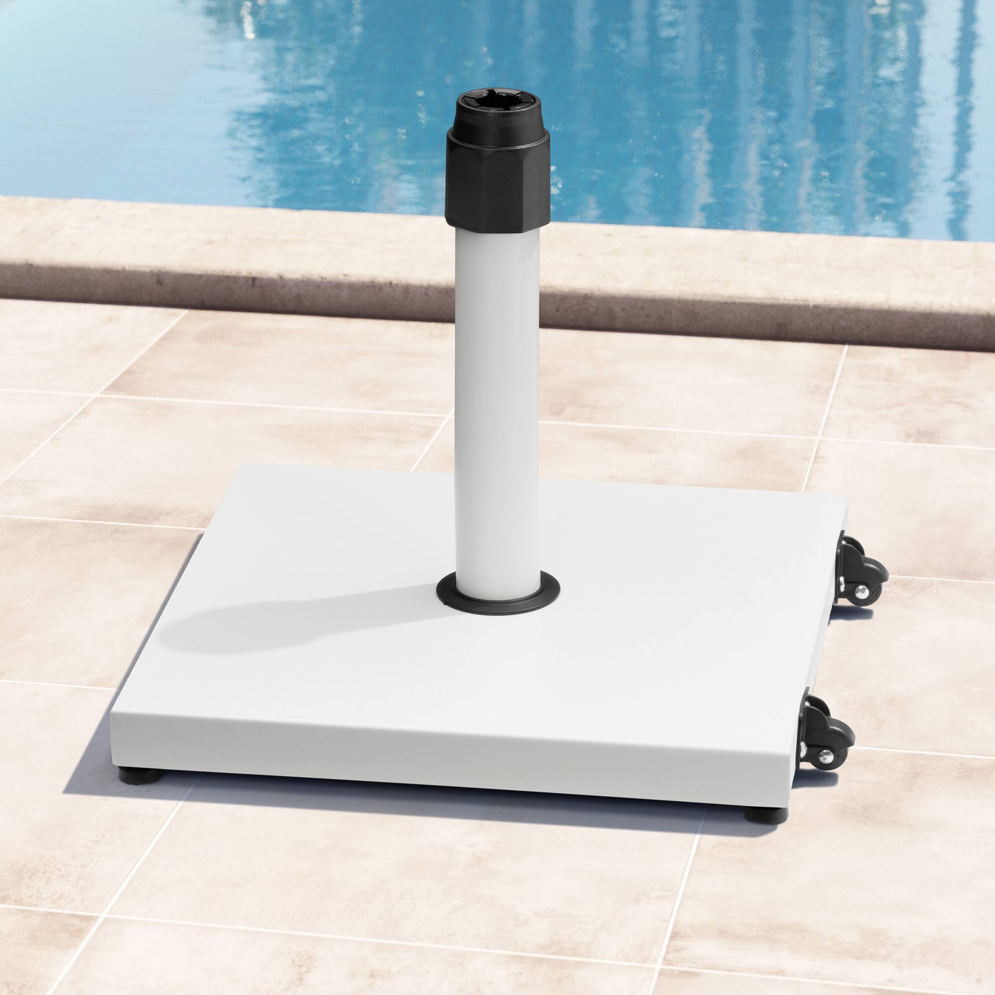 Back. Crestlive Products - Crestlive Products 42lbs Patio Umbrella Base with Wheels Heavy Duty for Outdoor Use Wind-Resistant Design - White.