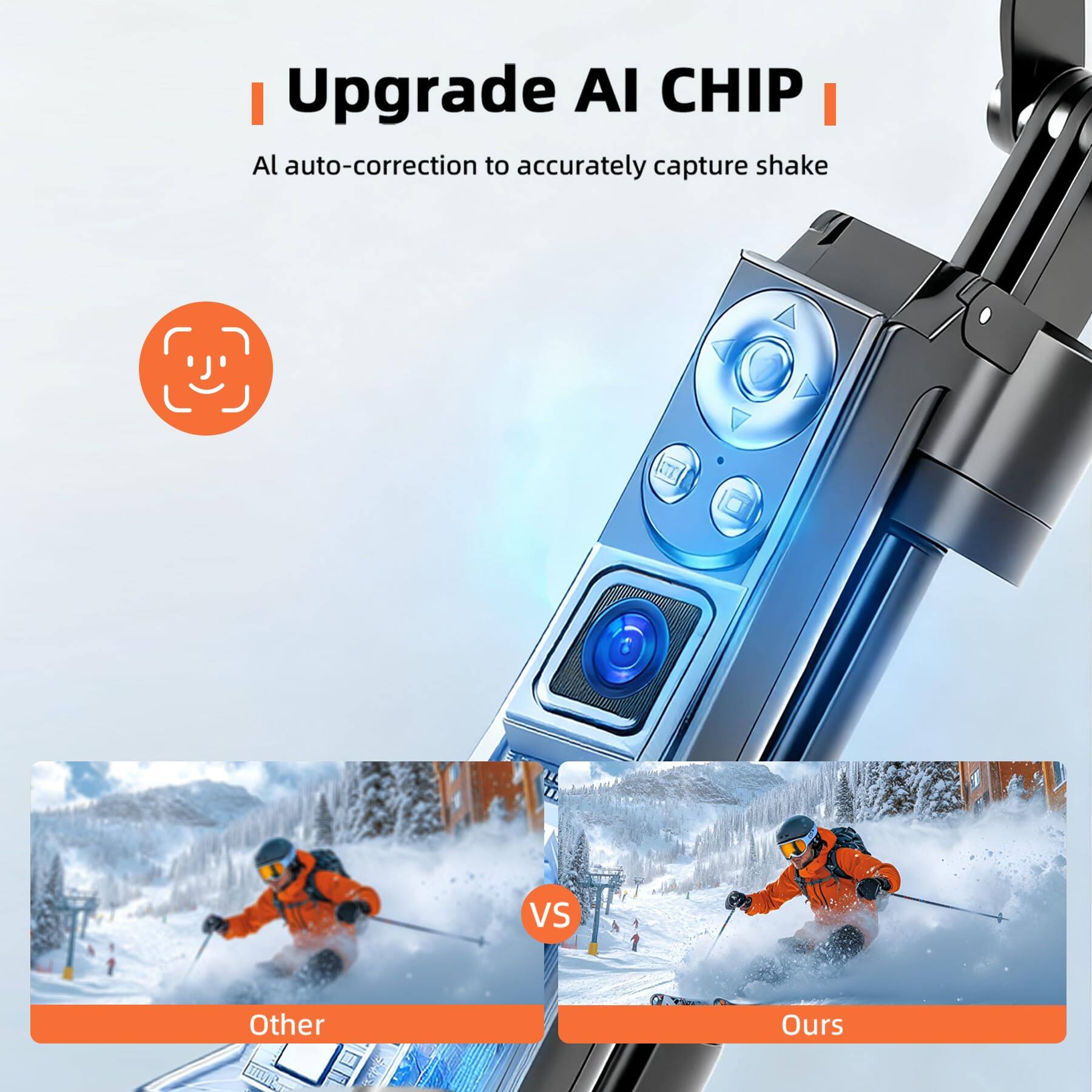 Upgrade AI CHIP  
AI auto-correction to accurately capture shake  

Other  
VS  
Ours