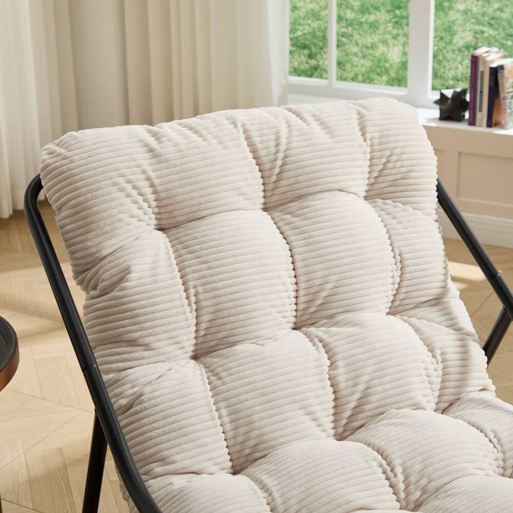 Alt View 7. Loheer - Loheer Outdoor Rocking Chair with Thick Cushion Black Steel Frame Modern Patio Rocker for Living Room Bedroom - Black and White.