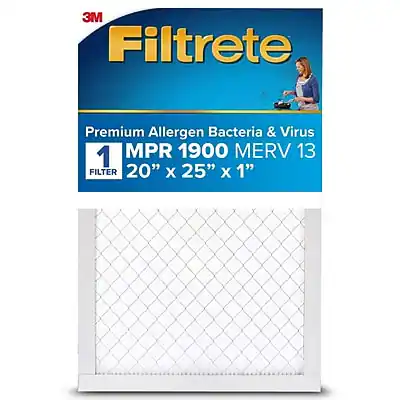 3M Filtrete Premium Allergen Bacteria & Virus
1 MPR 1900 MERV 13
FILTER
20" x 25" x 1"