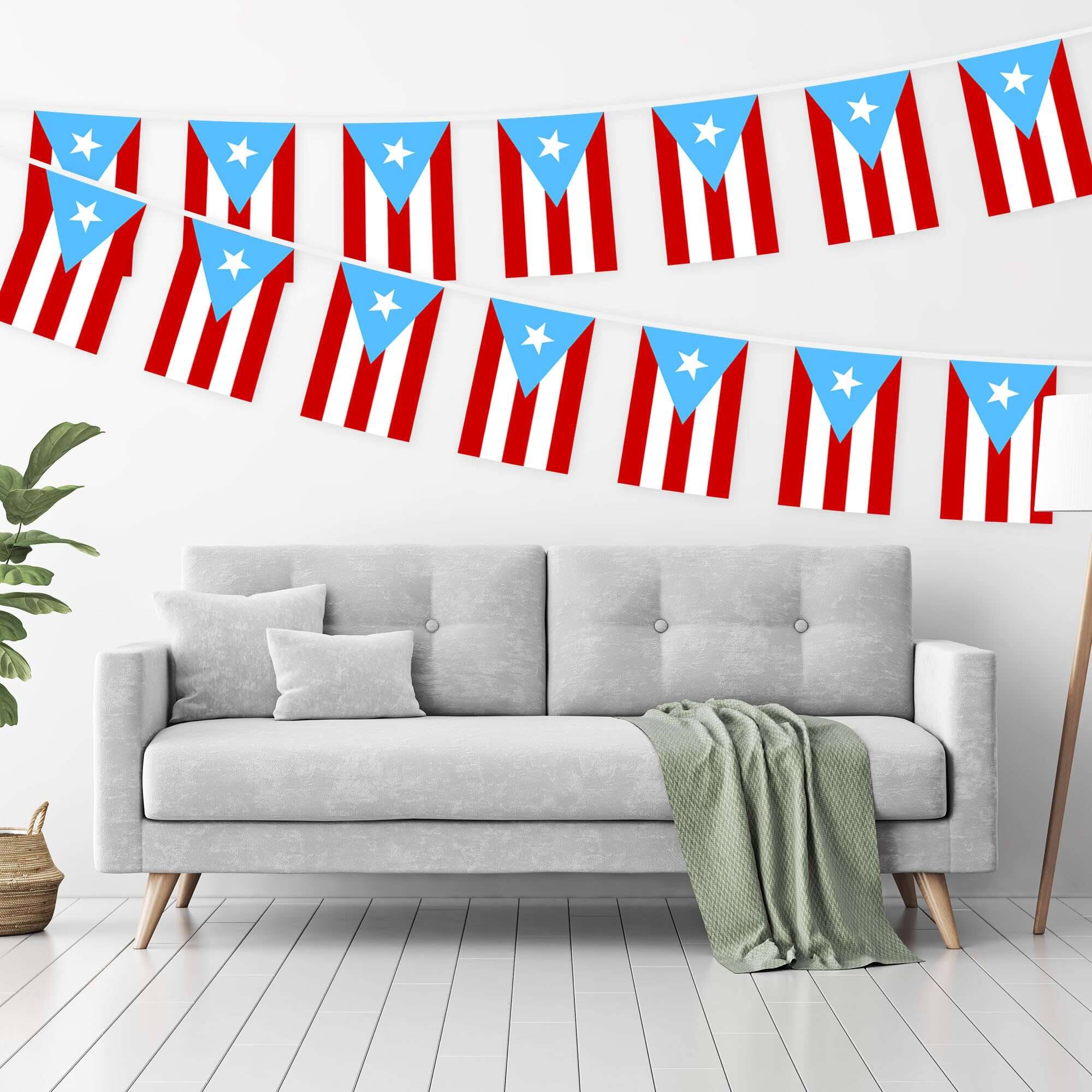 Alt View 4. G128 - Bunting Banner Puerto Rico 33 Foot - Light Blue.