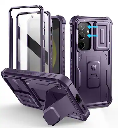 Front. dexnor - Dexnor for Samsung Galaxy S24 Case with Built-in Slide Camera Cover & Screen Protector & Kickstand,Phantom Purple - Phantom Purple.