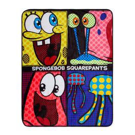 Surreal Entertainment - Nickelodeon SpongeBob SquarePants Character Grid Fleece Throw Blanket | 45 x 60 Inches - Multi-Color