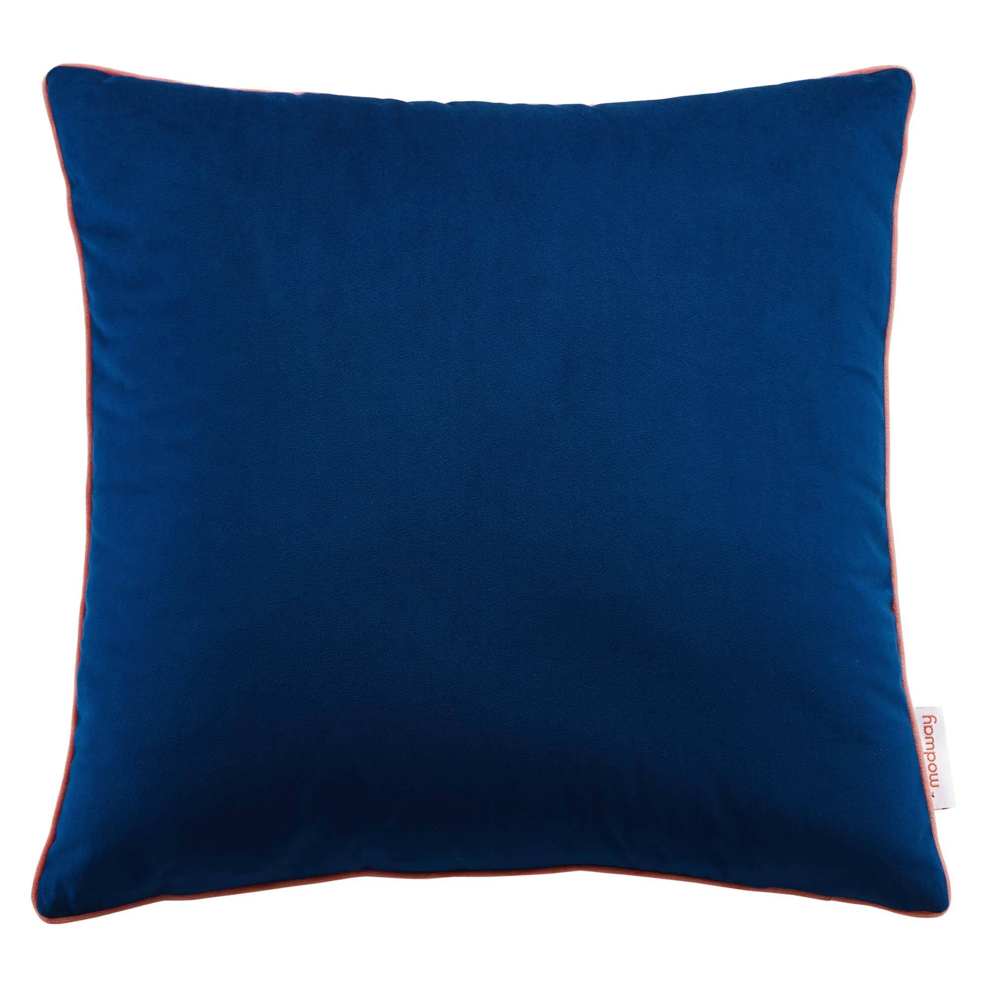 Angle. Modway - Accentuate Performance Velvet Throw Pillow - Navy Blossom.