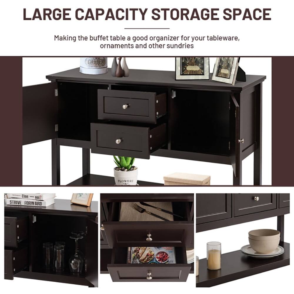 LARGE CAPACITY STORAGE SPACE  
Making the buffet table a good organizer for your tableware, ornaments and other sundries  

GARLE FLOWERS  
Cine nol?  
STRIVE FORWARD
