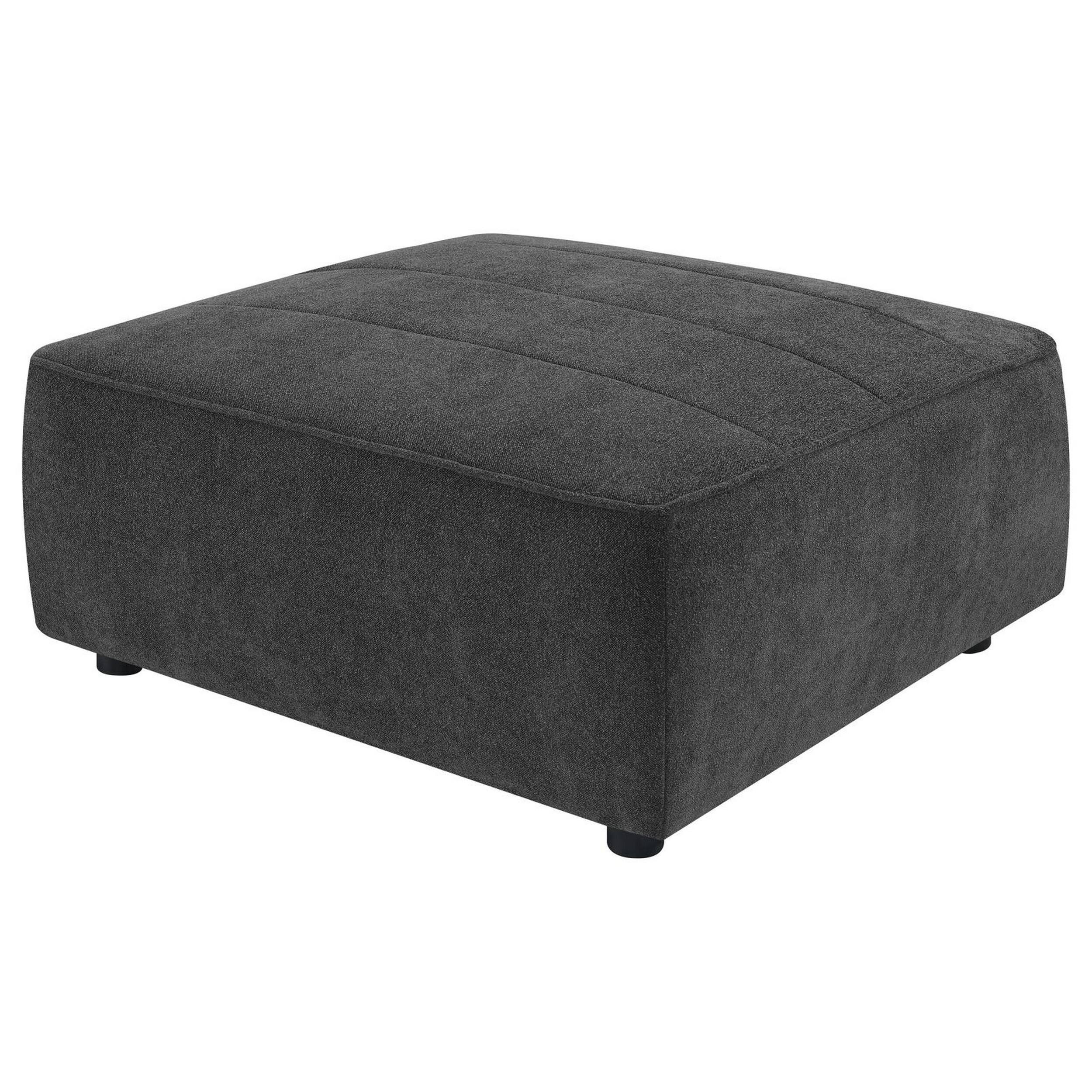 Alt View 2. Manhattan Lane - Suri 35 Inch Ottoman, Soft Boucle Fabric, Horizontal Stitching, Gray - Gray.