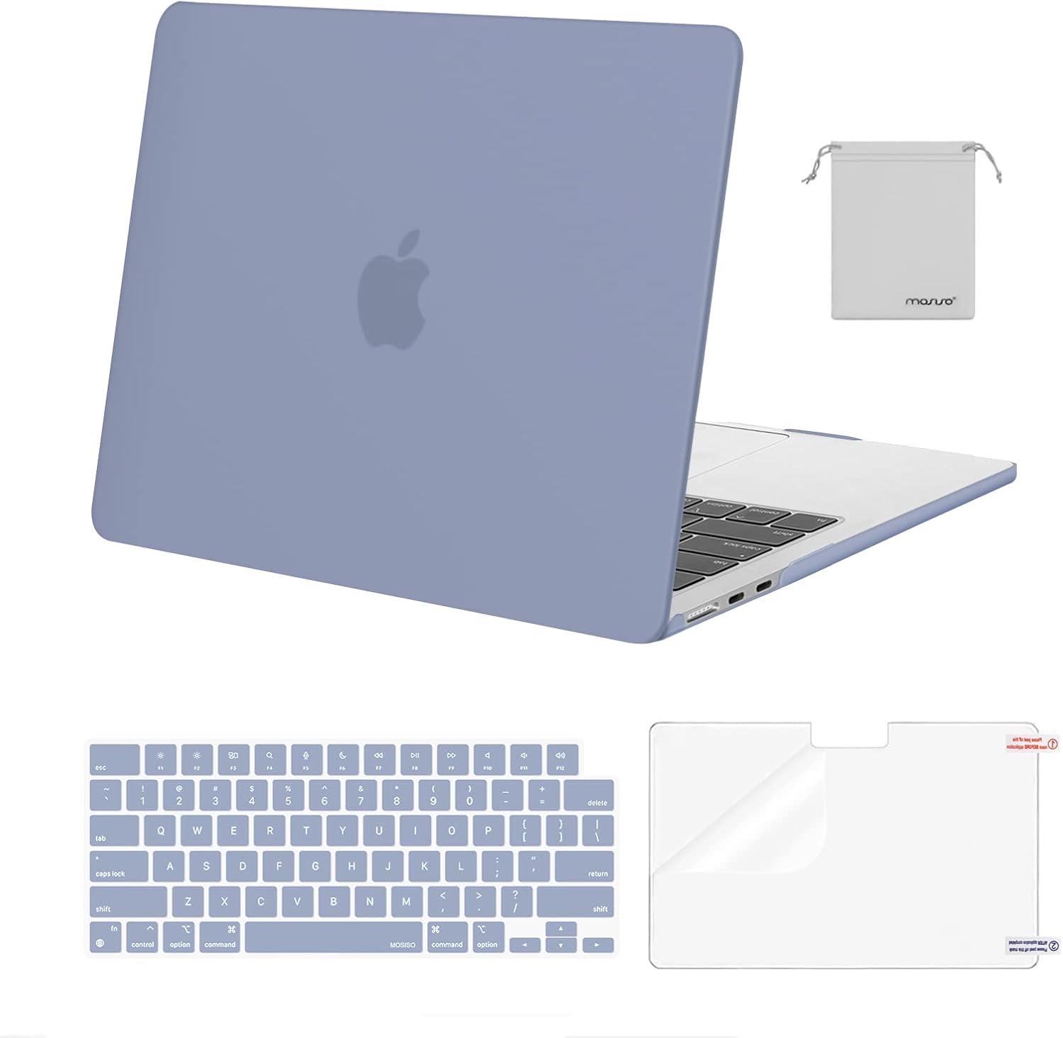 mosiso - Case for 13-inch MacBook Air M5 A3449 M4 A3240 M3 A3113 M2 A2681 with Keyboard Cover Screen Protector and Pouch - Lavender Gray price history on PriceWatchPro