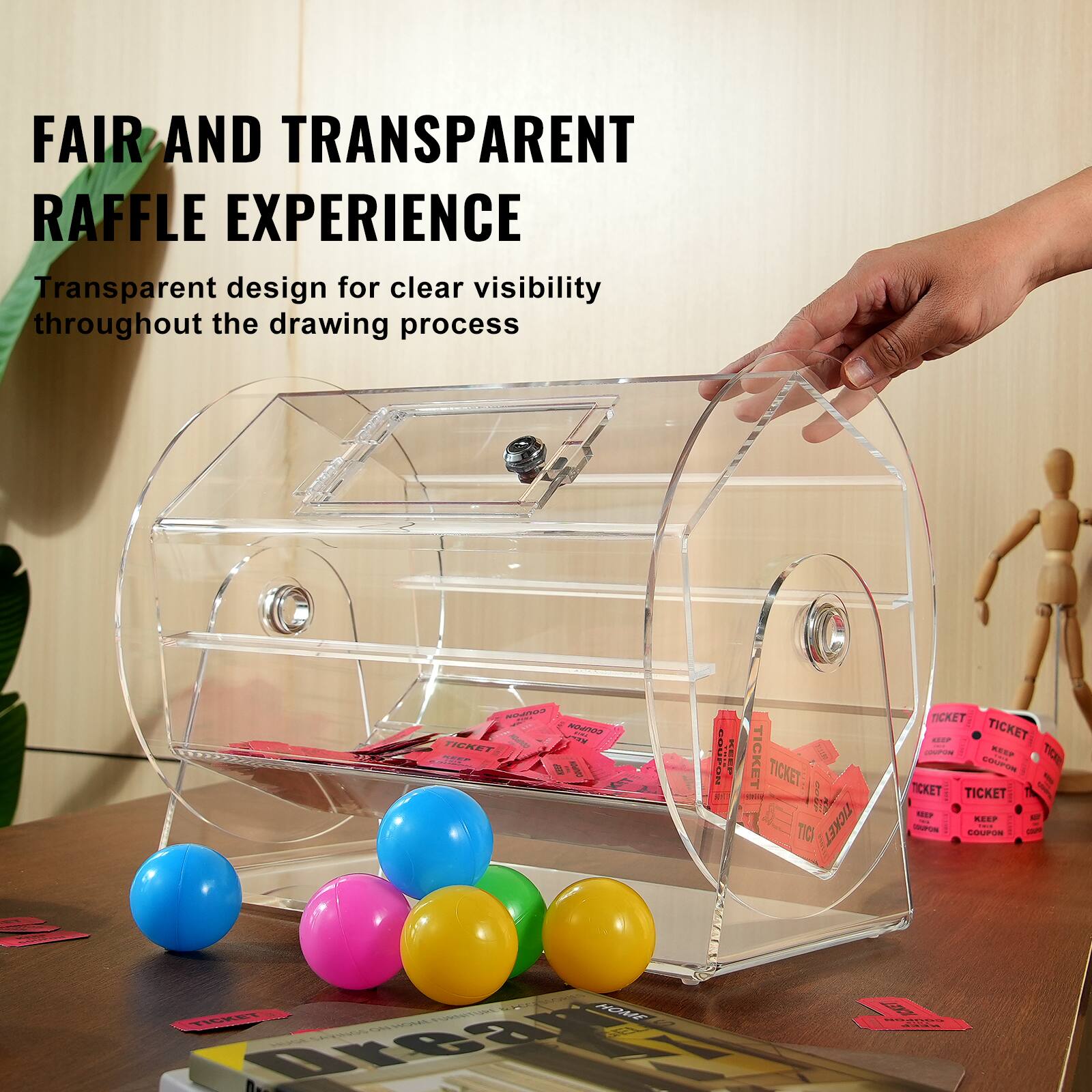 FAIR AND TRANSPARENT RAFFLE EXPERIENCE  
Transparent design for clear visibility throughout the drawing process