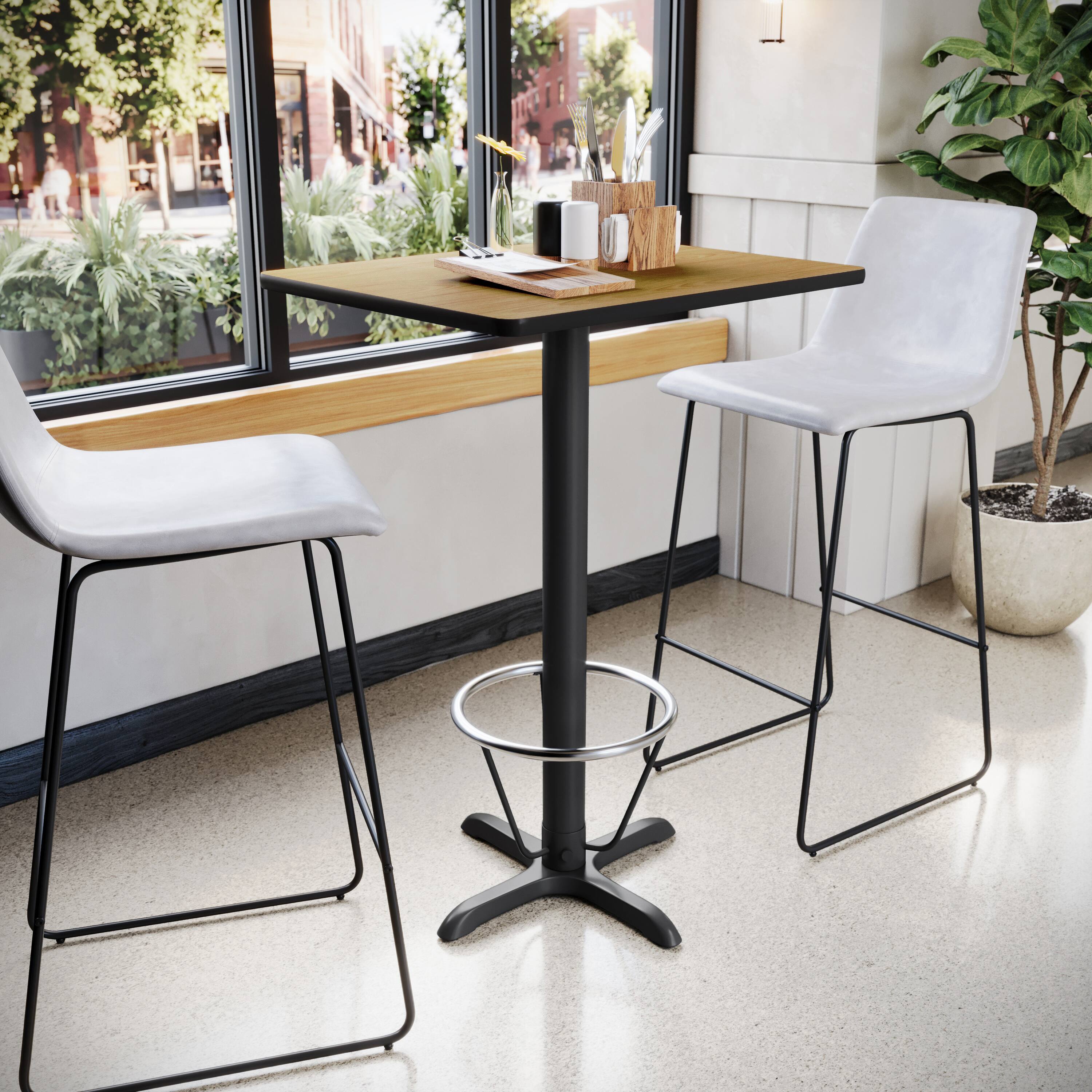 Alt View 1. Emma + Oliver - 24"x30" Rectangular Laminate Bar Table with 22"x22" Foot Ring Base - Natural.