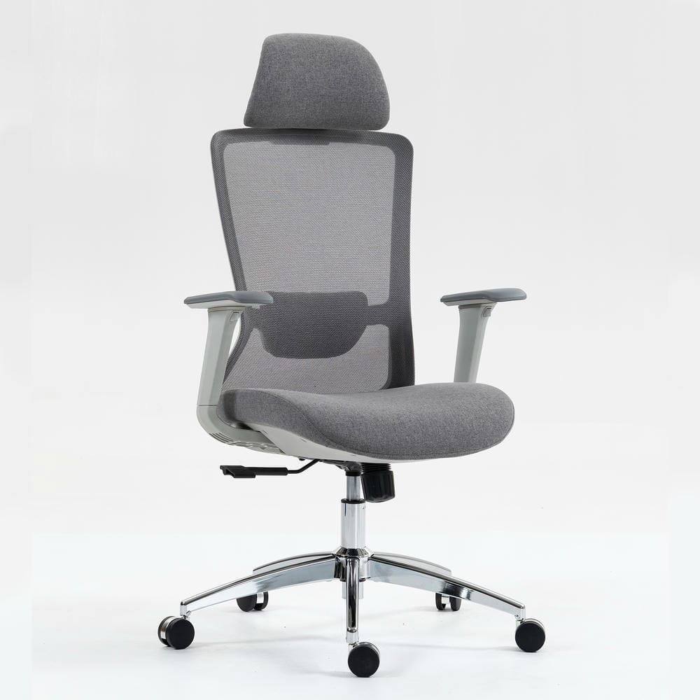 Front. Kadyn - High Back Mesh Office Chair, Adjustable Lumbar Support, 360° Swivel, Ergonomic Desk Chair, Gray - Gray.