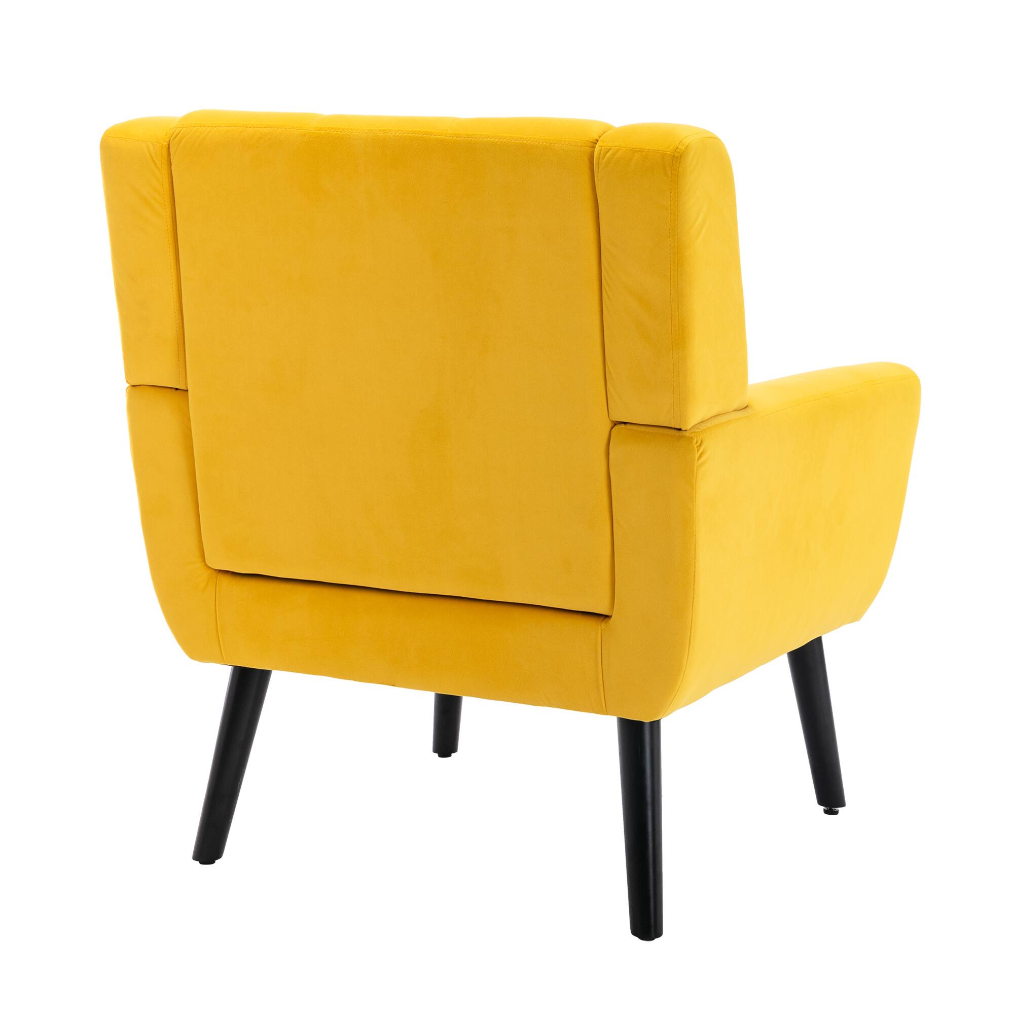 Alt View 2. APRILSOUL - Modern Soft Velvet Ergonomics Accent Chair Living Room Bedroom Home Black Legs Indoor - Yellow.