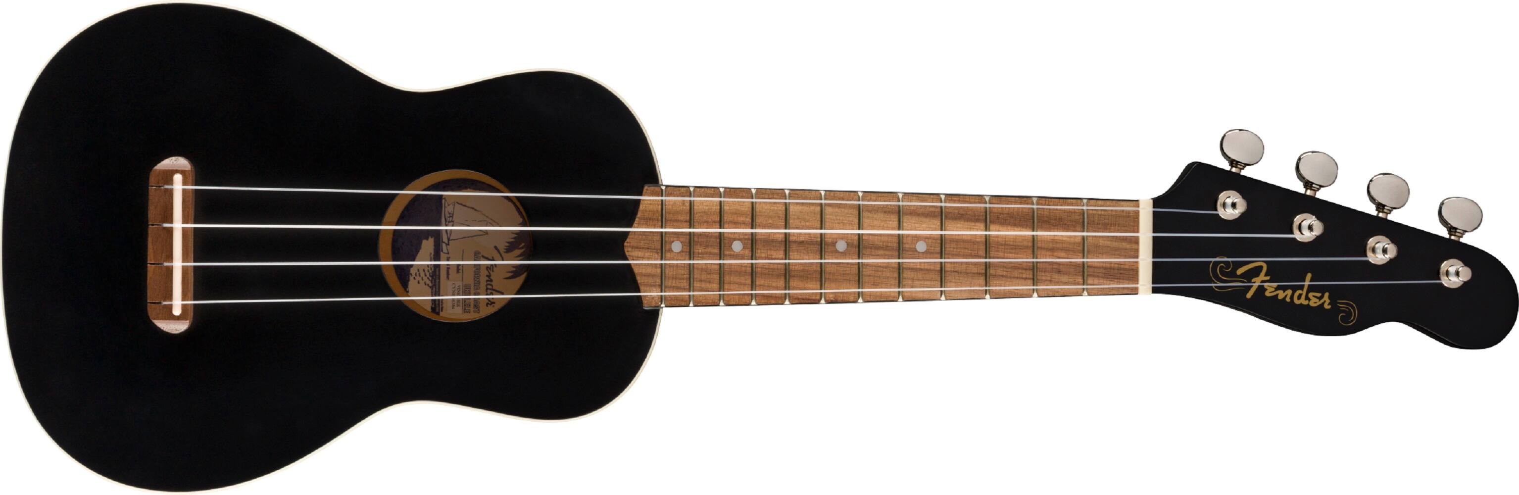 Front. Fender - Venice Soprano 4-String Ukulele - Black.