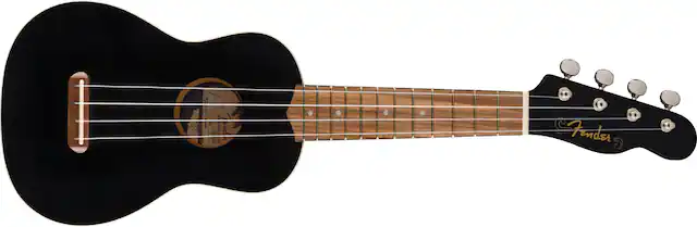 Front. Fender - Venice Soprano 4-String Ukulele - Black.