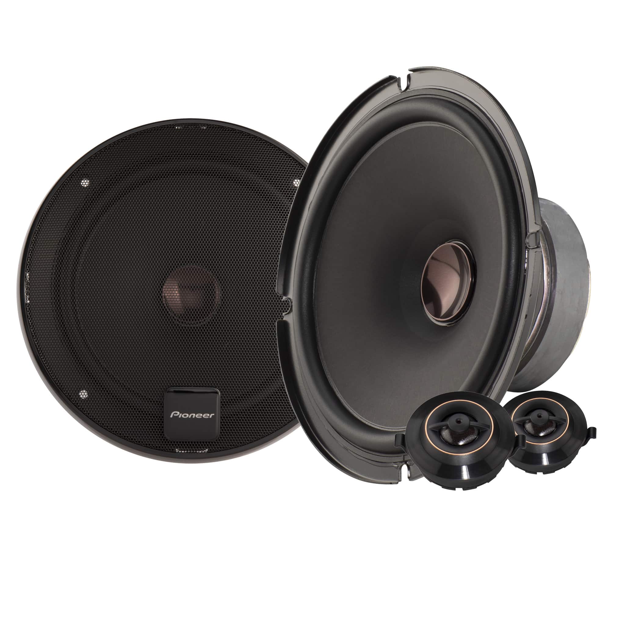 Pioneer - 6.5" 2-Way Component Speakers, 270W Max, Aramid Fiber IMPP™ Cone, 26mm Swivel Dome Tweeter (Pair) - Black