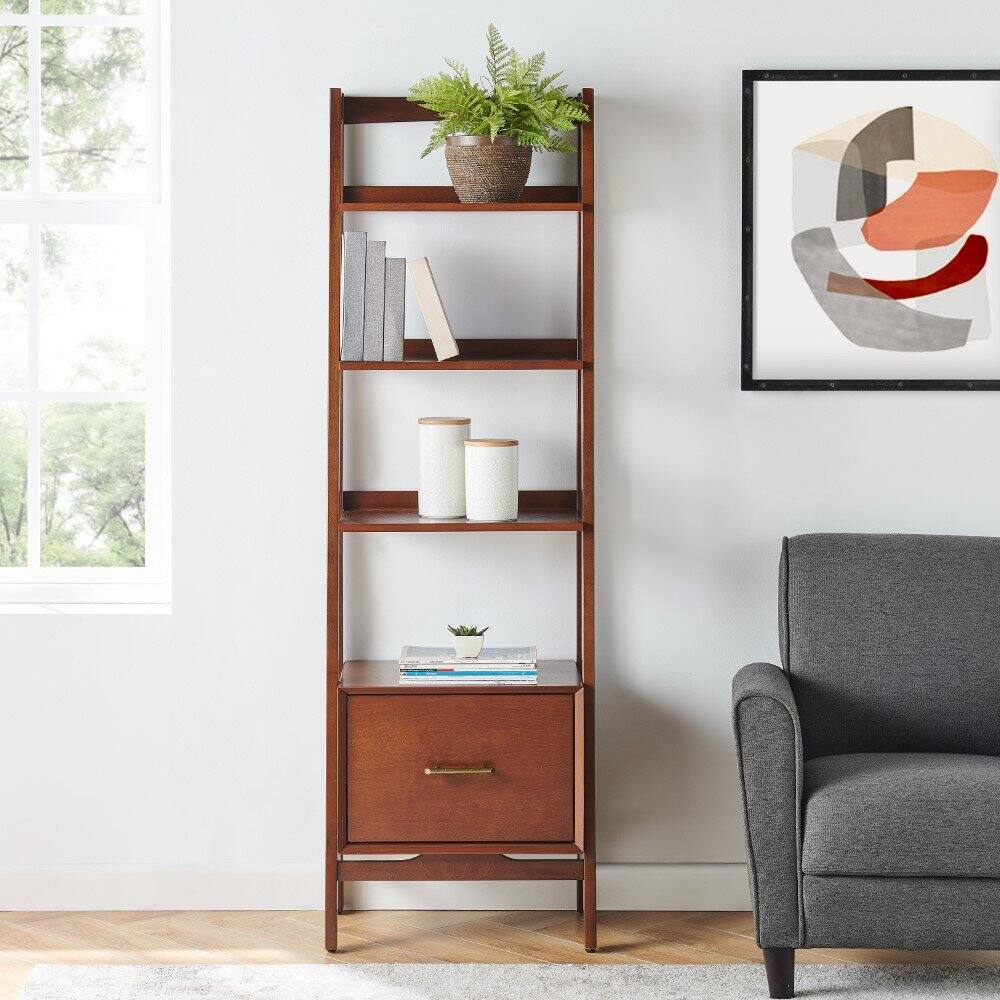 Alt View 2. Crosley Furniture - Landon Small Etagere Bookcase - Matte Black.