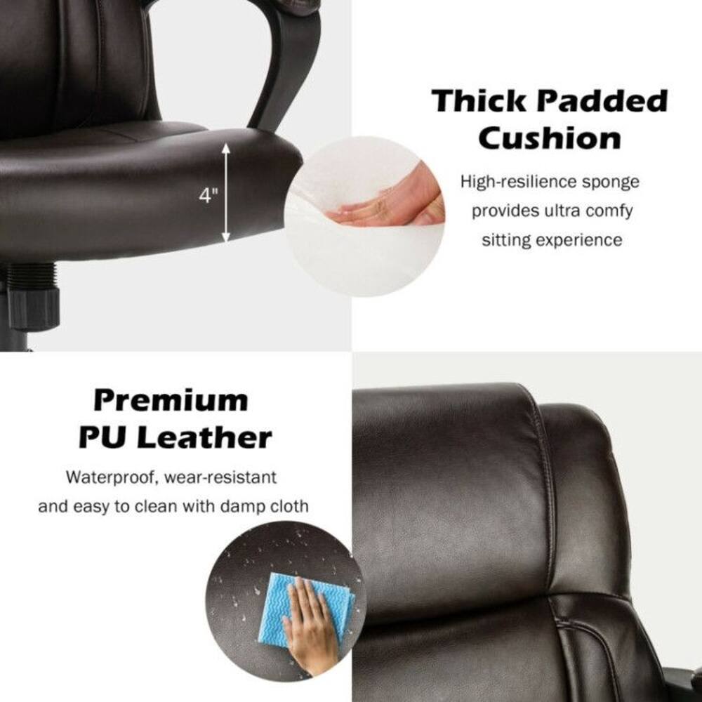 Thick Padded Cushion  
4" High-resilience sponge provides ultra comfy sitting experience  

Premium PU Leather  
Waterproof, wear-resistant and easy to clean with damp cloth