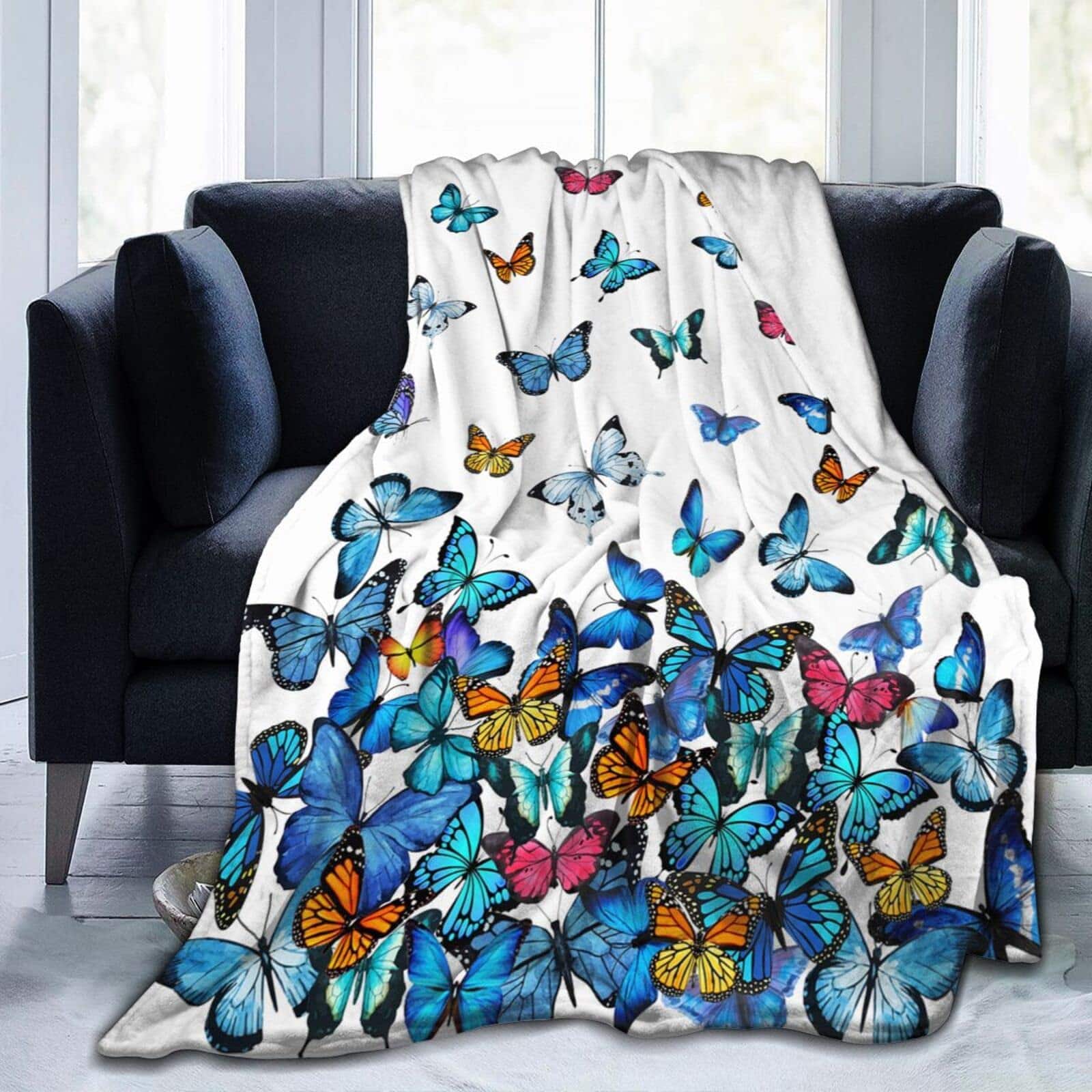 Dapper Styles - Butterfly Blanket Beautiful Throw Ultra Soft Blankets Lightweight Cozy For Bed Couch Sofa 50 x40 - Butterfly 2-80"x60"