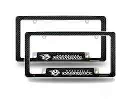 Rico Industries - Nashville Predators NHL (Set of 2) Chrome Metal License Plate Frames with Carbon Fiber Design - Multi