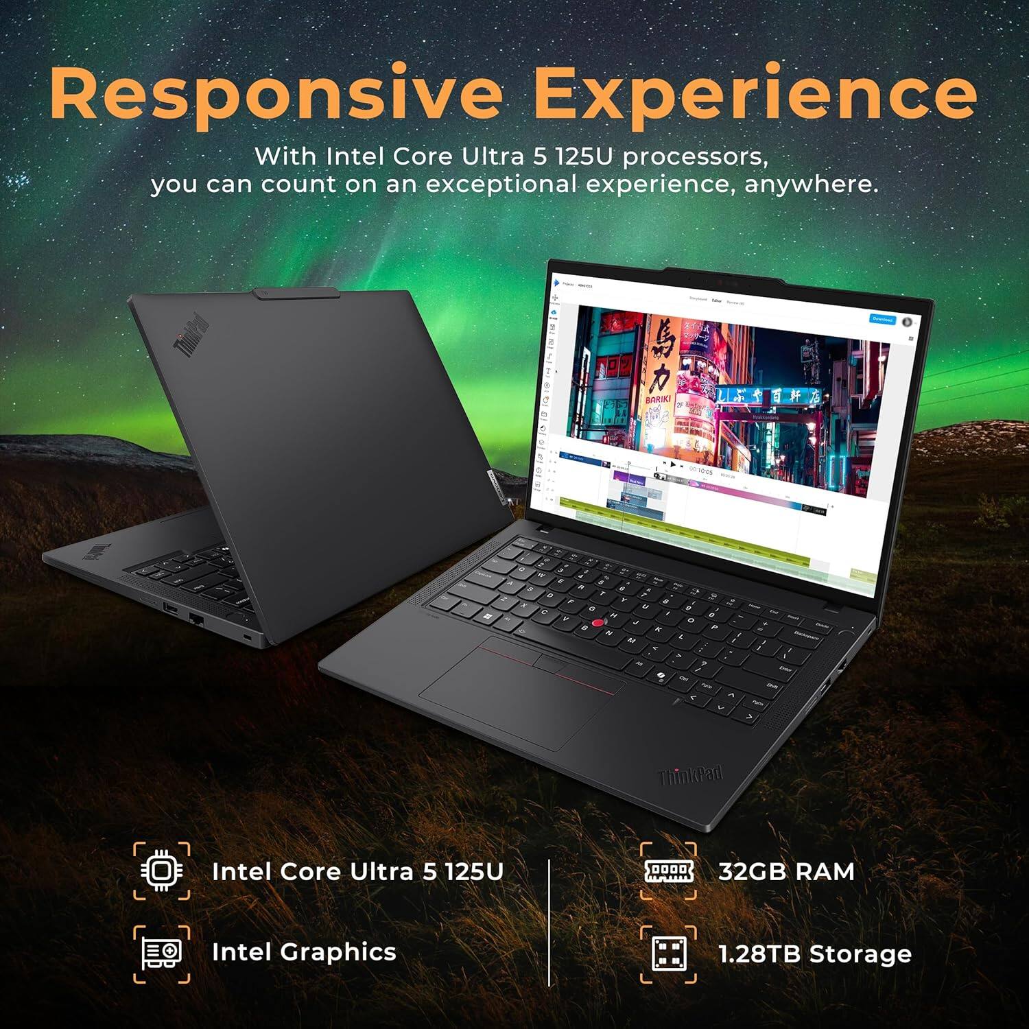 Responsive Experience

With Intel Core Ultra 5 125U processors, you can count on an exceptional experience, anywhere.

- Intel Core Ultra 5 125U
- Intel Graphics
- 32GB RAM
- 1.28TB Storage