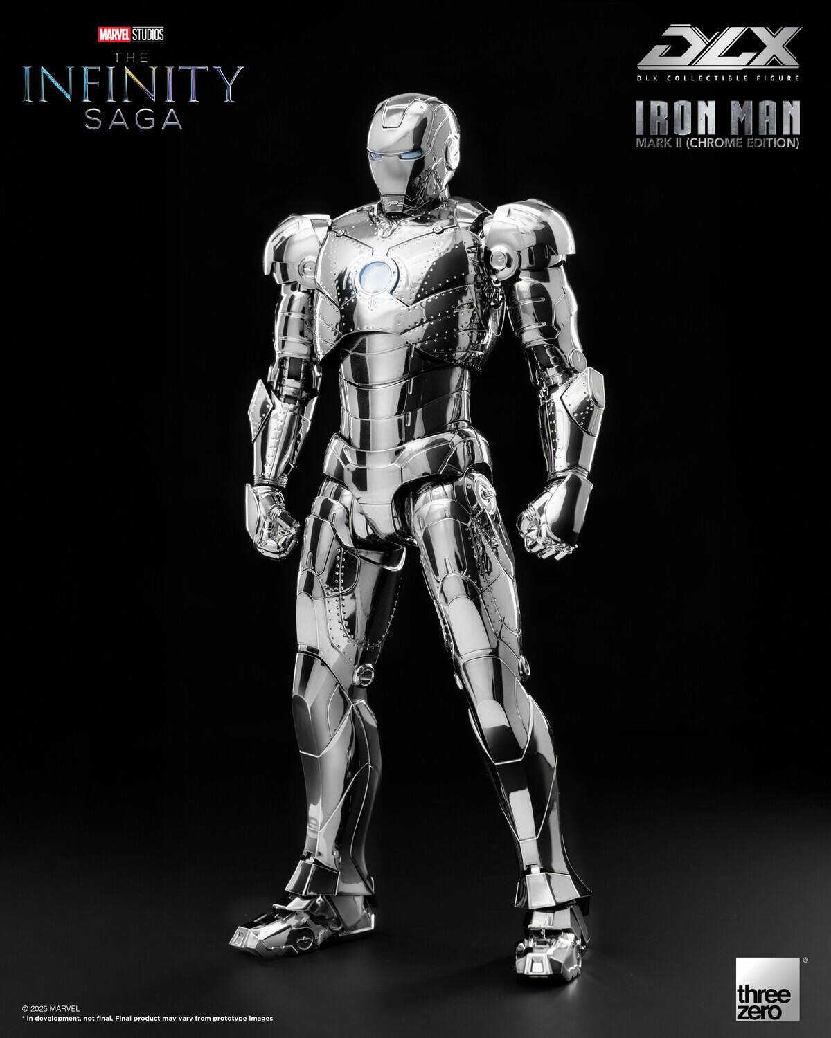 MARVEL STUDIOS THE INFINITY SAGA DLX OLA COLLECTIBLE FIGURE IRON MAN MARK II (CHROME EDITION)  
© 2025 MARVEL  
*in development, not final. Final product may vary from prototype images*