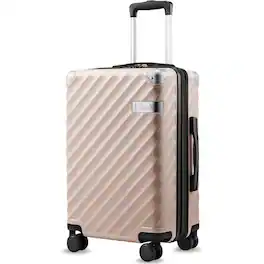 LUGGEX - 20 Inch Carry-On Luggage Airline Approved Expandable Polycarbonate Hard Shell Suitcase for Travelling - LX-ZX - Pink