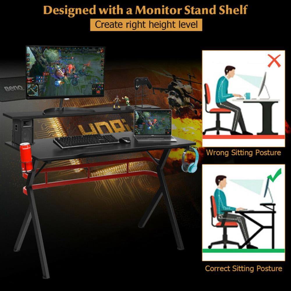 Designed with a Monitor Stand Shelf  
Create right height level  

Wrong Sitting Posture  

Correct Sitting Posture