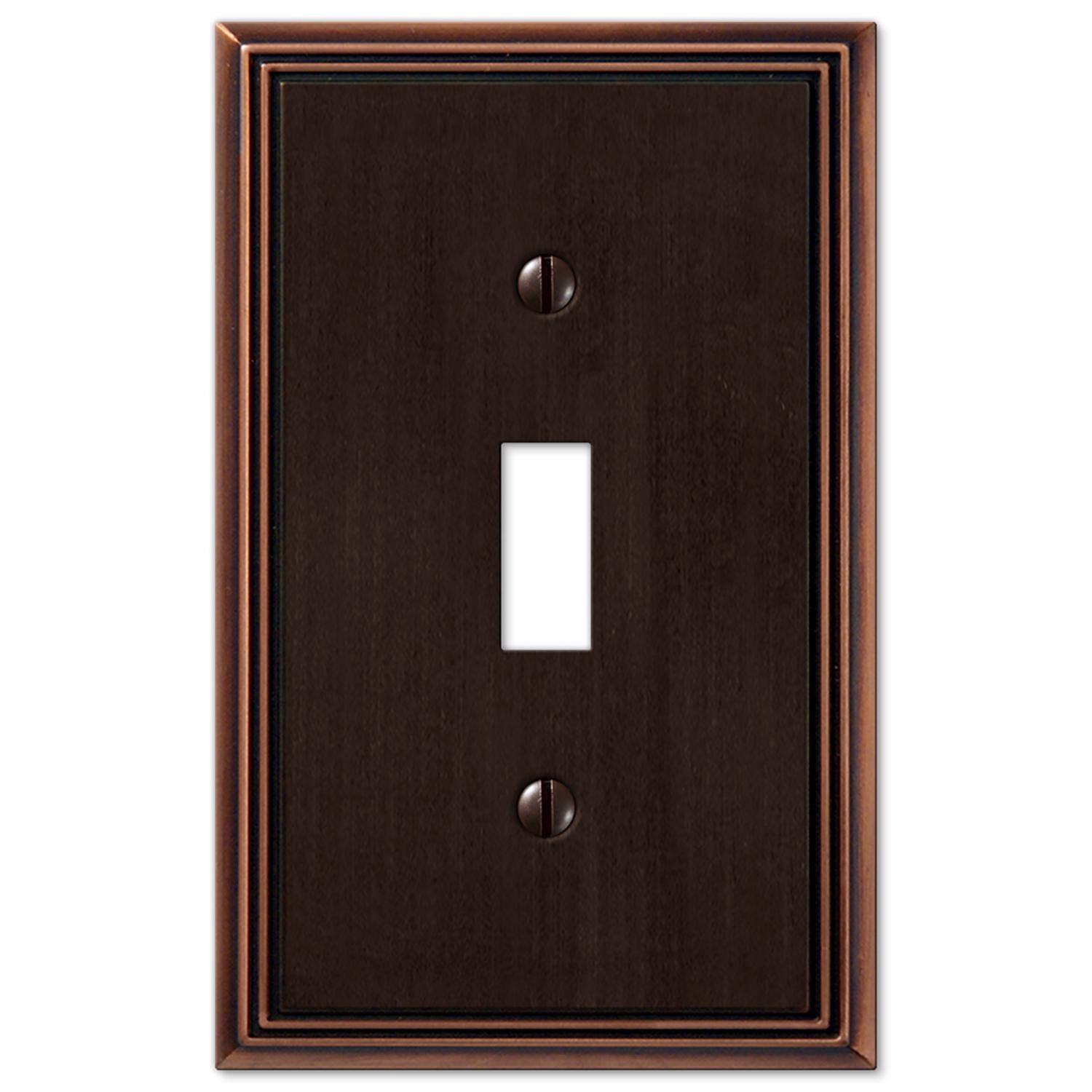 Angle. AMERELLE - Amerelle Metro Aged Bronze 1 gang Die-Cast Metal Toggle Wall Plate 1 pk - Bronze.