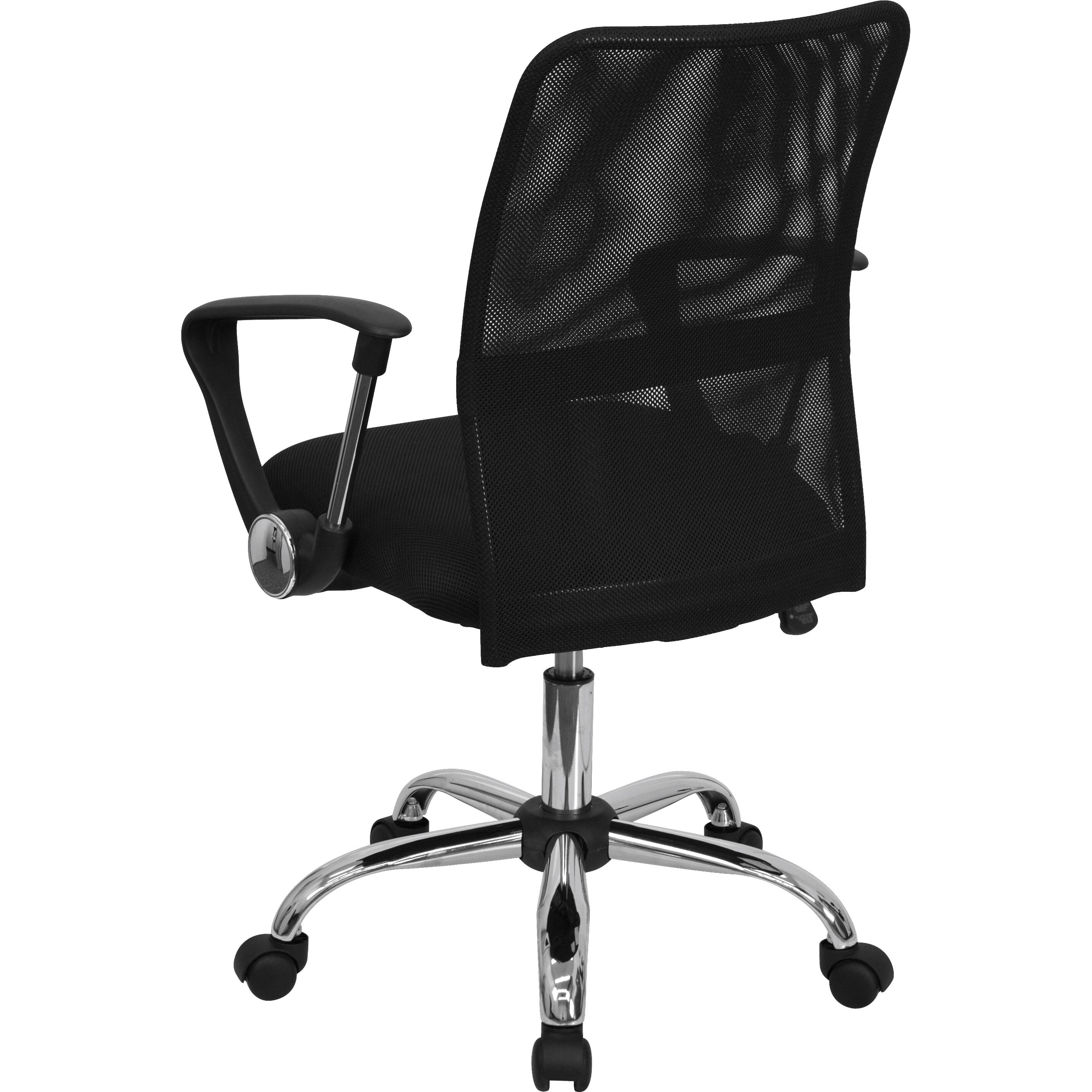 Alt View 5. Emma + Oliver - Mid-Back Mesh Swivel Task Office Chair with Lumbar Support Band and Arms - Black.